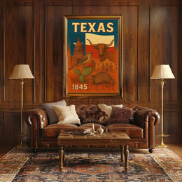 Vintage Texas Poster: Celebrating Statehood and Heritage Cultural or Heritage Poster PosterGoat