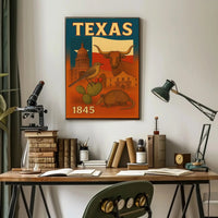 Vintage Texas Poster: Celebrating Statehood and Heritage Cultural or Heritage Poster PosterGoat