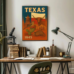Vintage Texas Poster: Celebrating Statehood and Heritage Cultural or Heritage Poster PosterGoat