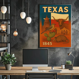 Vintage Texas Poster: Celebrating Statehood and Heritage Cultural or Heritage Poster PosterGoat