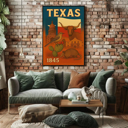 Vintage Texas Poster: Celebrating Statehood and Heritage Cultural or Heritage Poster PosterGoat