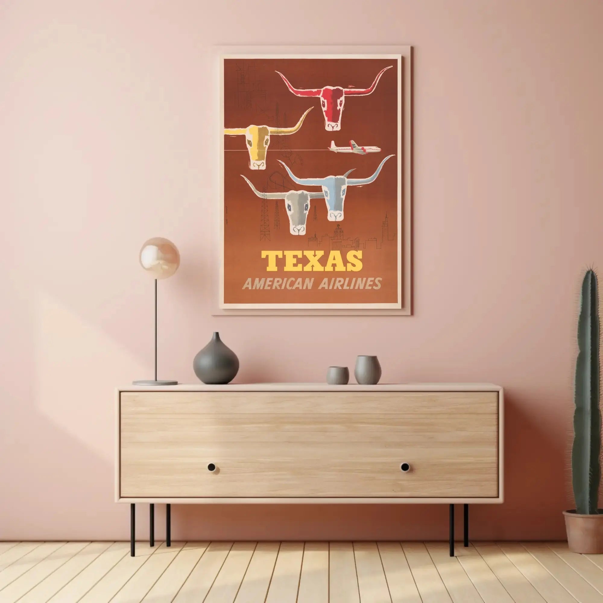 Vintage Texas Travel Poster with Mid-Century Design PosterGoat