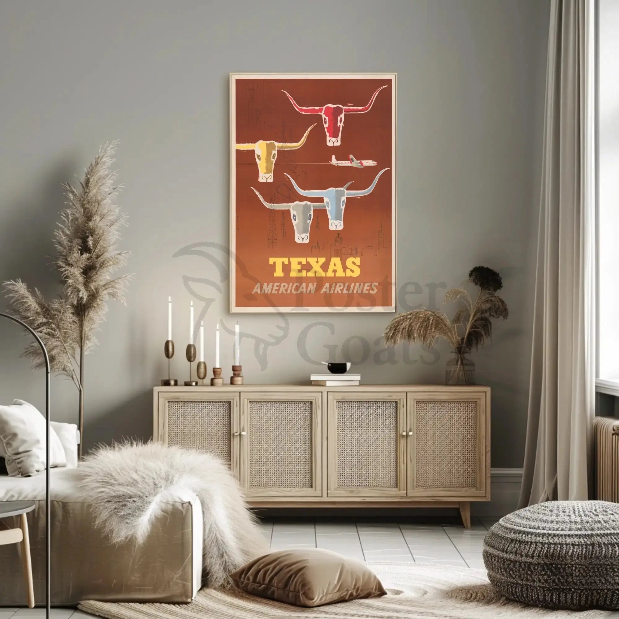 Vintage Texas Travel Poster with Mid-Century Design PosterGoat