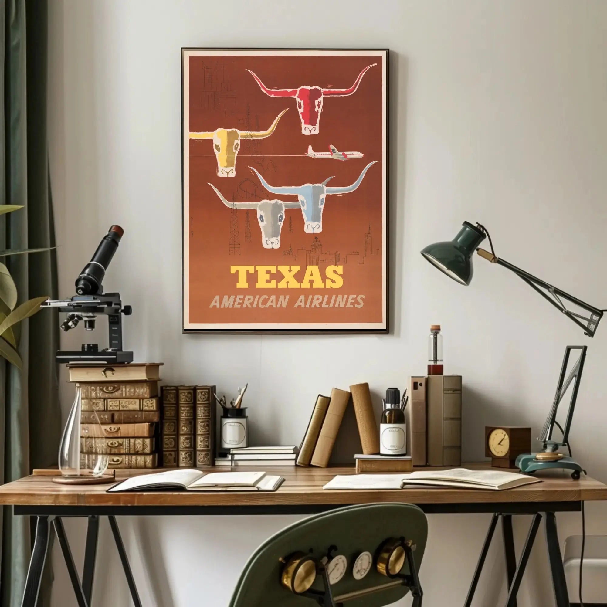 Vintage Texas Travel Poster with Mid-Century Design PosterGoat