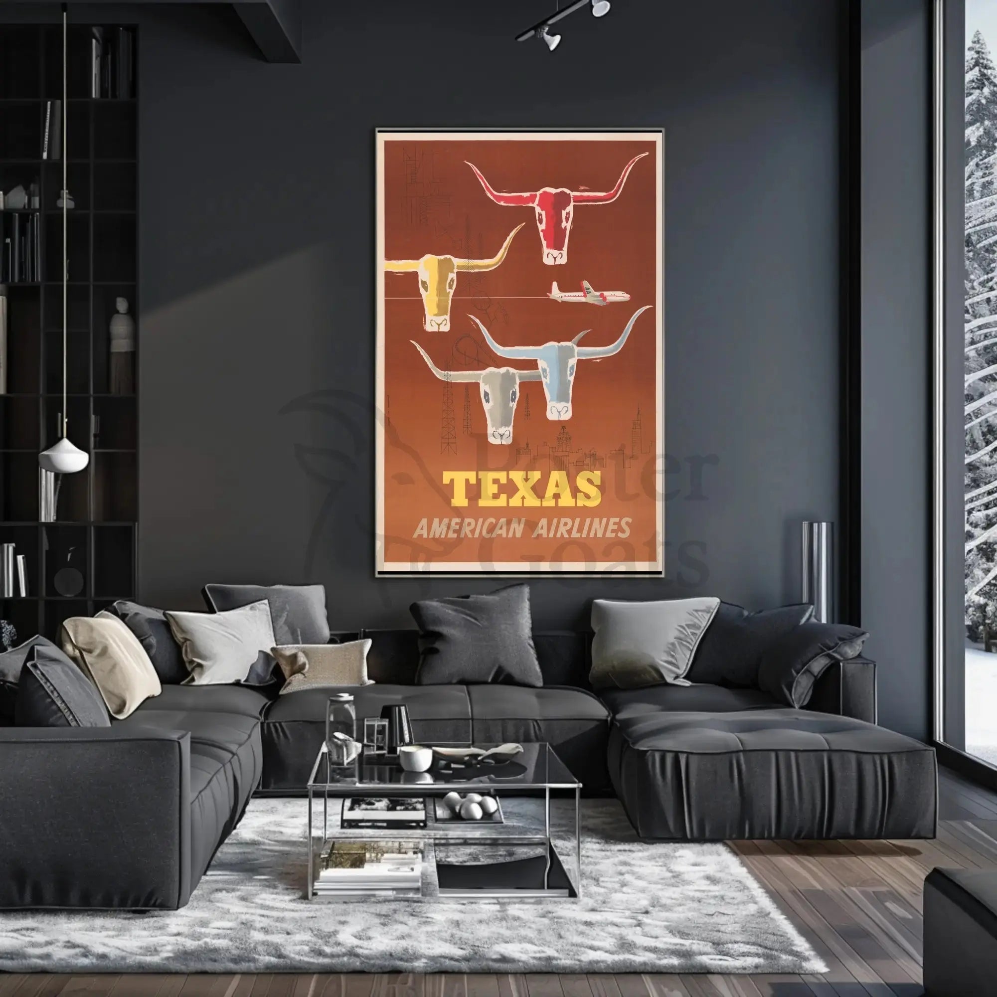 Vintage Texas Travel Poster with Mid-Century Design PosterGoat