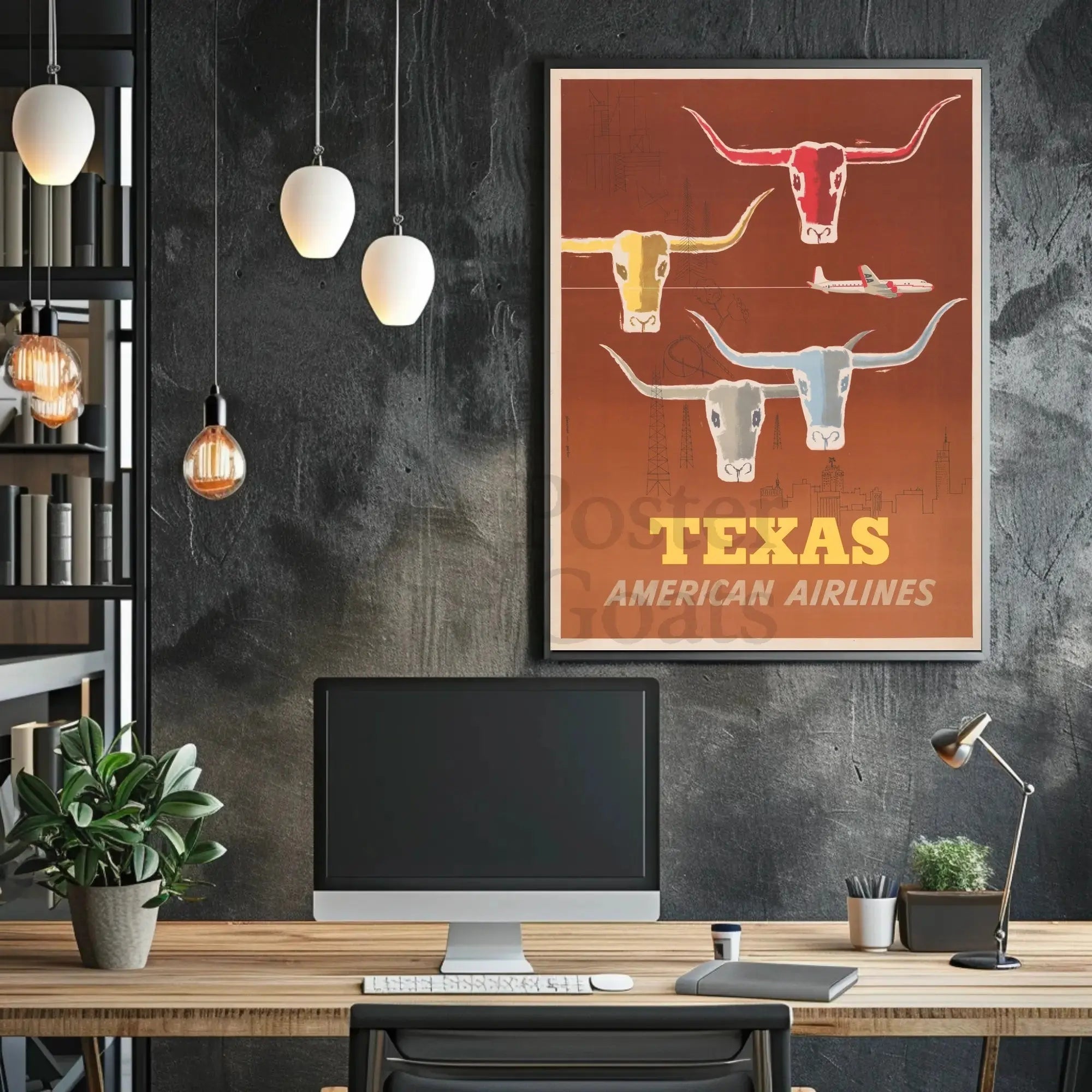 Vintage Texas Travel Poster with Mid-Century Design PosterGoat