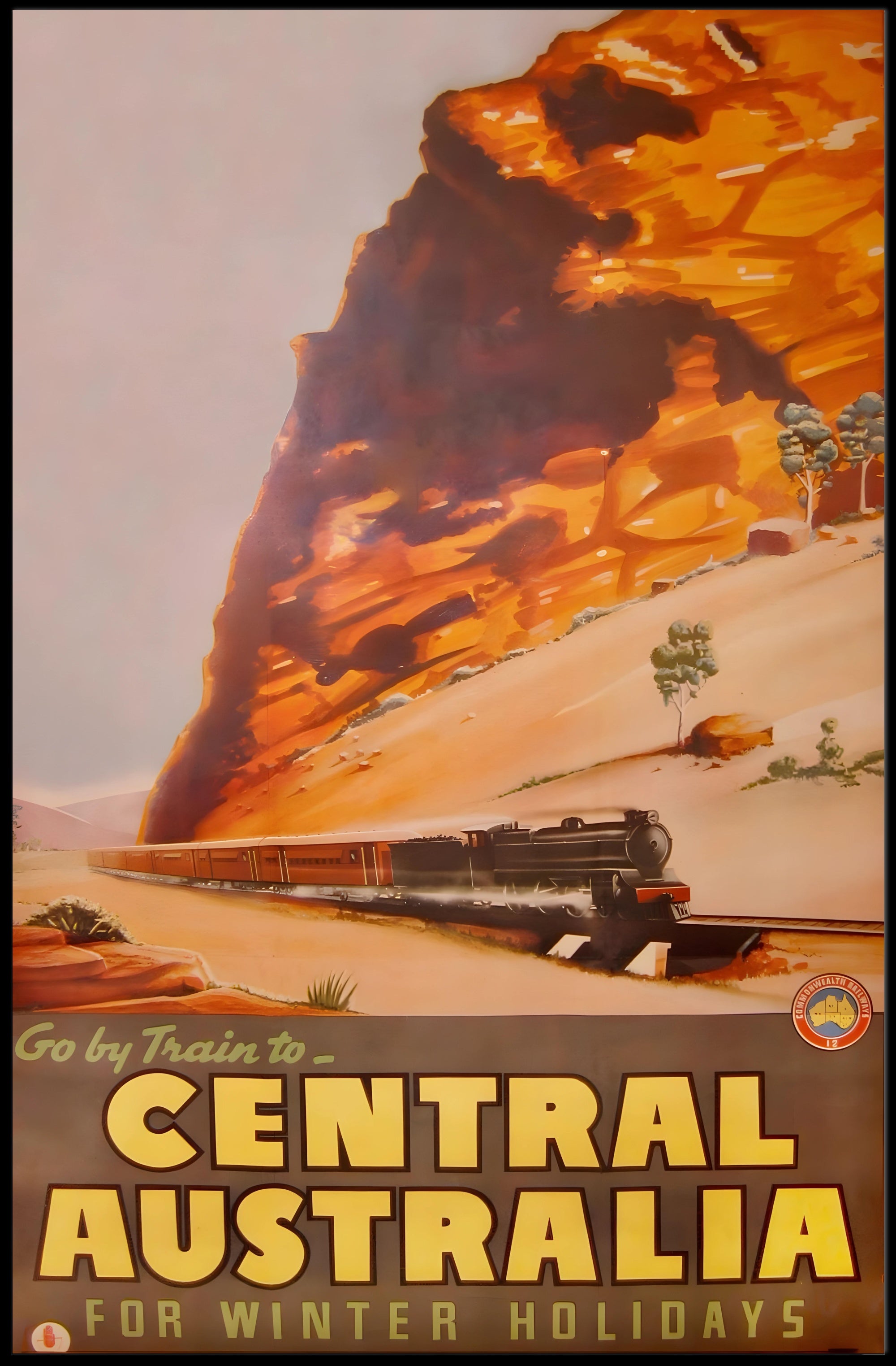 Vintage Train Adventure: Central Australia Travel Poster PosterGoat