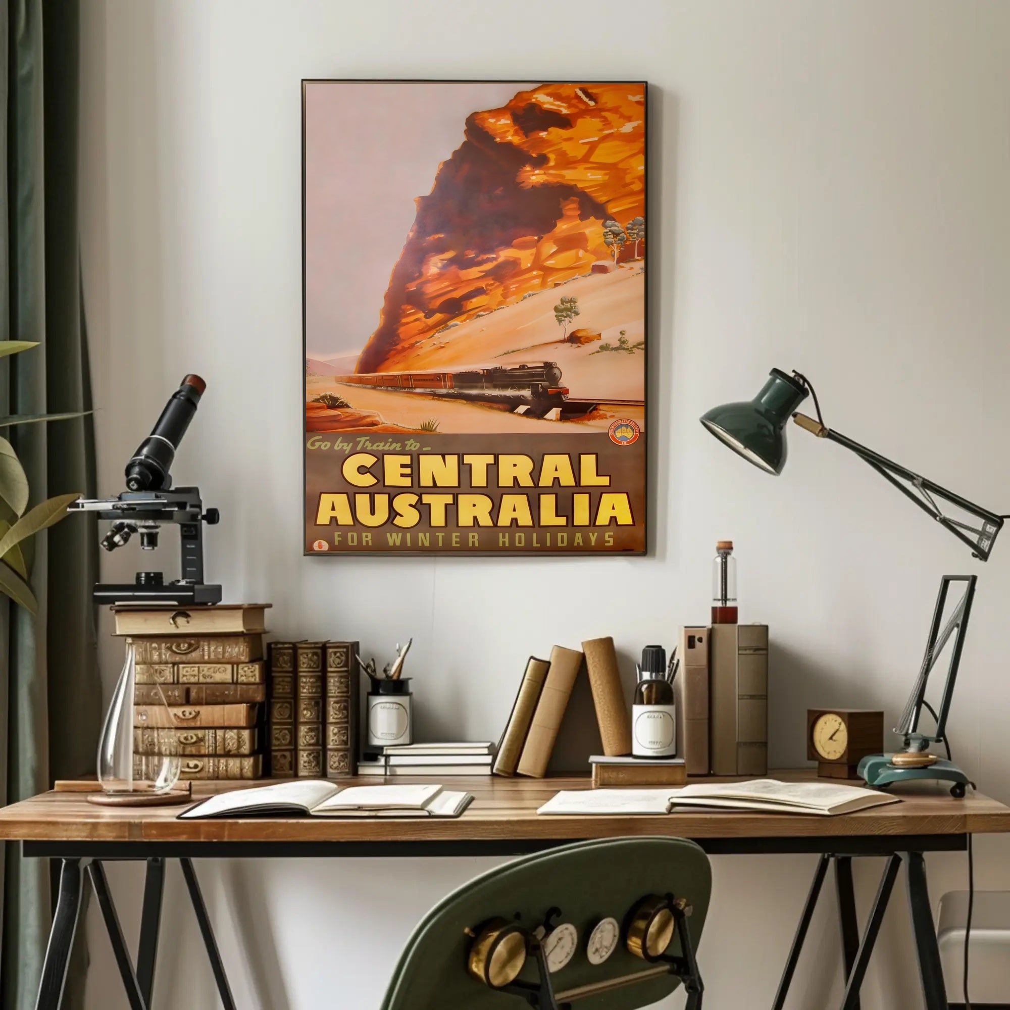 Vintage Train Adventure: Central Australia Travel Poster PosterGoat