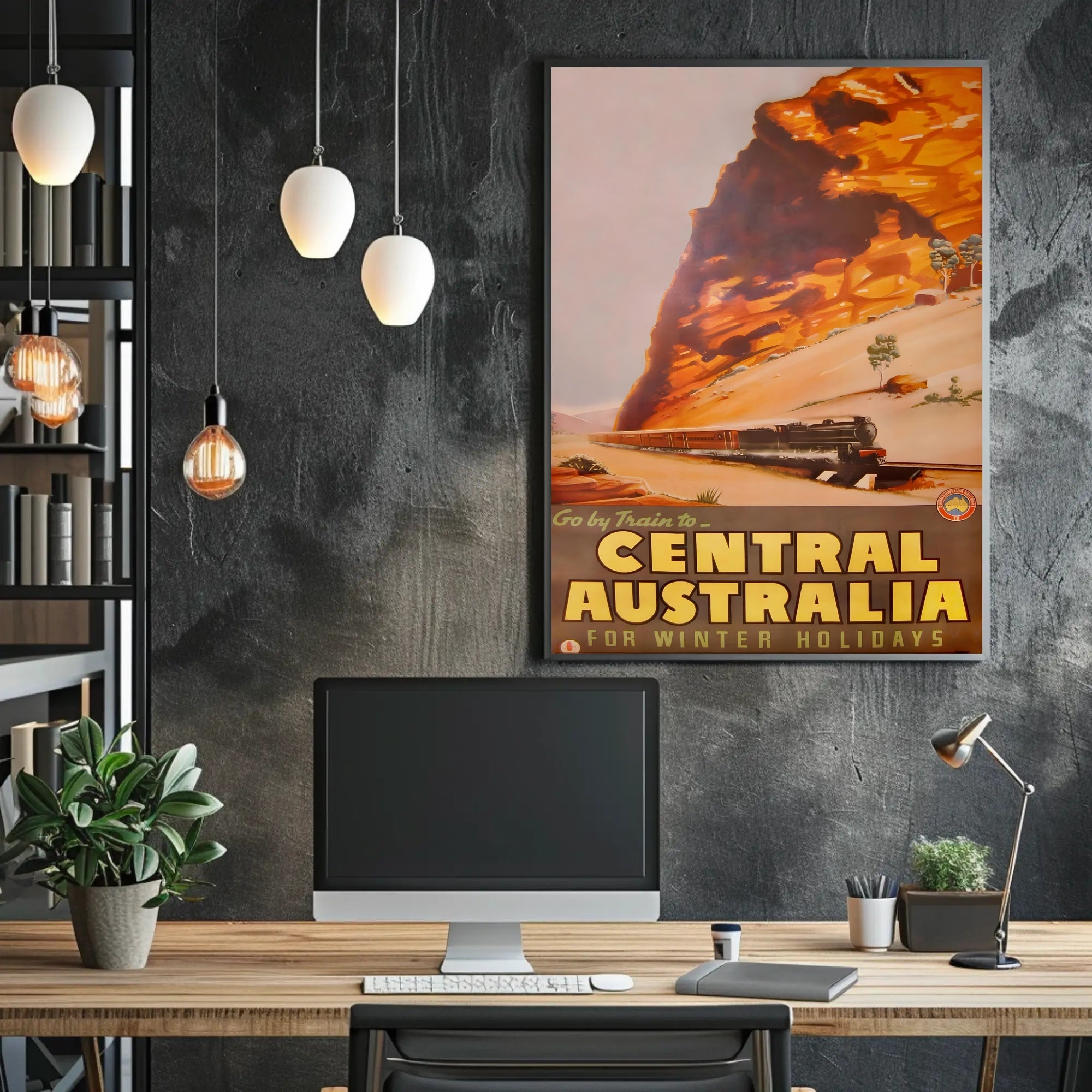 Vintage Train Adventure: Central Australia Travel Poster PosterGoat