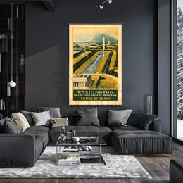 Vintage Train Travel to Washington D.C. Travel Poster PosterGoat