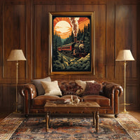 Vintage Train in Scenic Forest Travel Poster PosterGoat