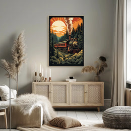 Vintage Train in Scenic Forest Travel Poster PosterGoat