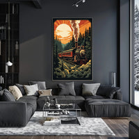 Vintage Train in Scenic Forest Travel Poster PosterGoat