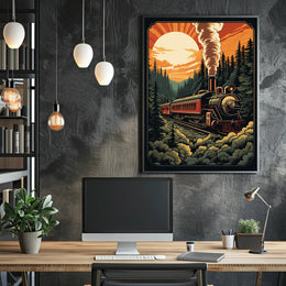 Vintage Train in Scenic Forest Travel Poster PosterGoat