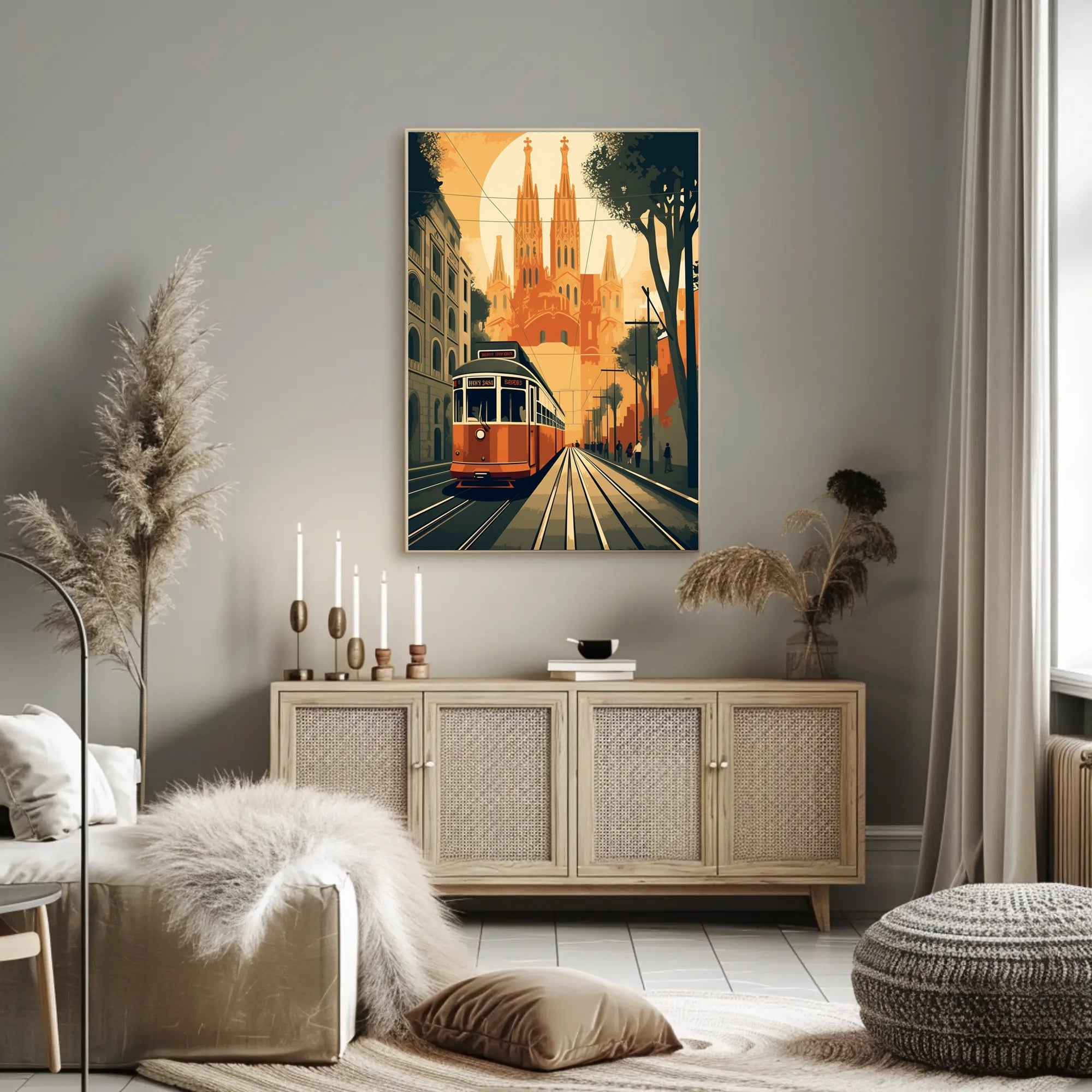 Vintage Tram Journey: European City Travel Poster PosterGoat