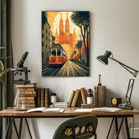 Vintage Tram Journey: European City Travel Poster PosterGoat