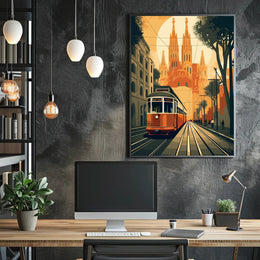 Vintage Tram Journey: European City Travel Poster PosterGoat