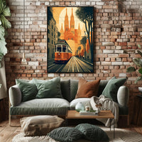 Vintage Tram Journey: European City Travel Poster PosterGoat
