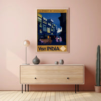 Vintage Travel Poster Visit India Under Moonlight PosterGoat