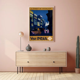 Vintage Travel Poster Visit India Under Moonlight PosterGoat