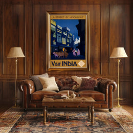 Vintage Travel Poster Visit India Under Moonlight PosterGoat