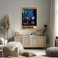 Vintage Travel Poster Visit India Under Moonlight PosterGoat