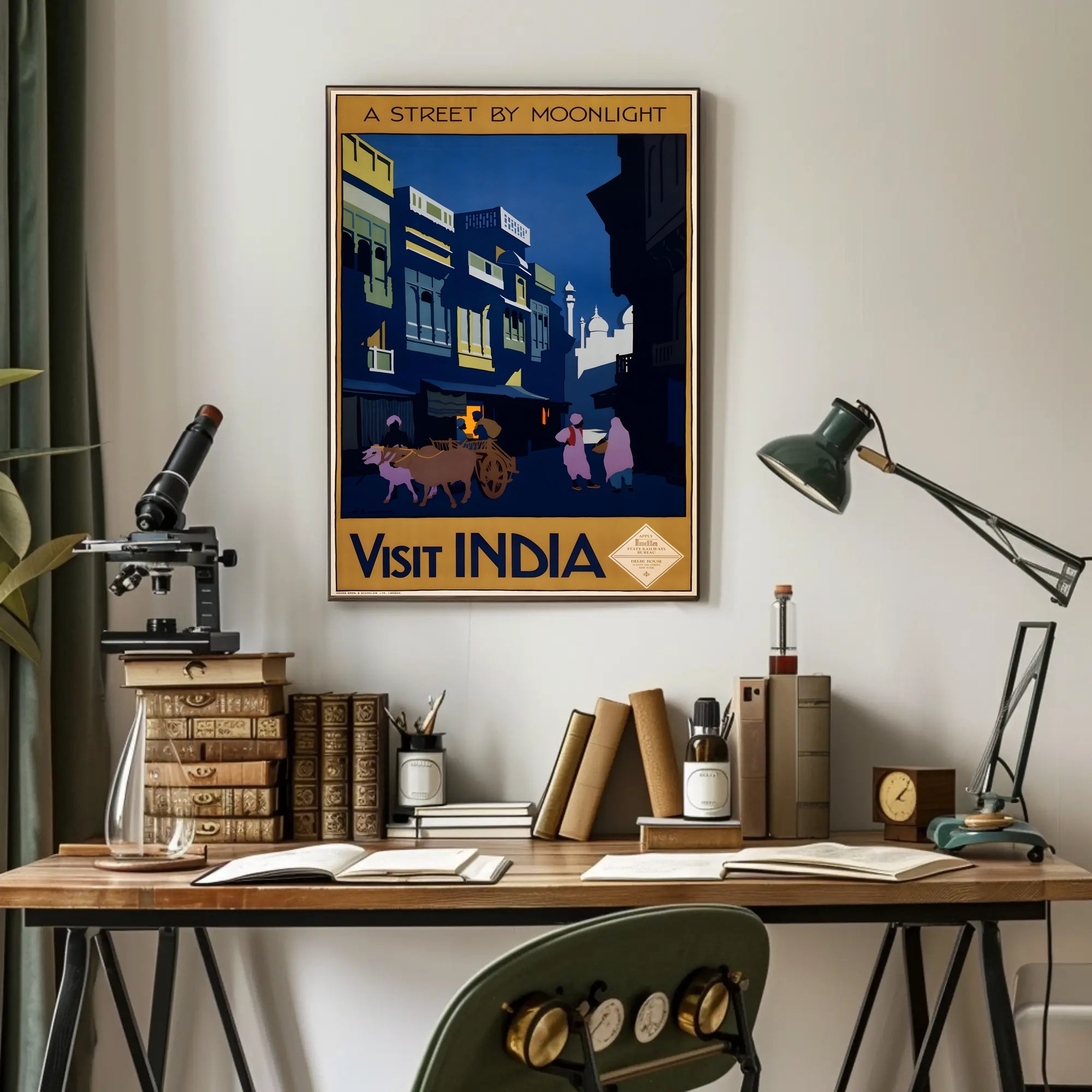 Vintage Travel Poster Visit India Under Moonlight PosterGoat