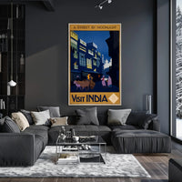 Vintage Travel Poster Visit India Under Moonlight PosterGoat