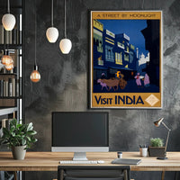 Vintage Travel Poster Visit India Under Moonlight PosterGoat