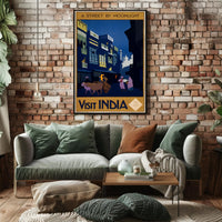 Vintage Travel Poster Visit India Under Moonlight PosterGoat
