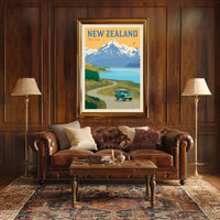 Vintage Travel Poster: Mt. Cook New Zealand Adventure PosterGoat