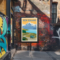 Vintage Travel Poster: Mt. Cook New Zealand Adventure PosterGoat