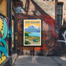 Vintage Travel Poster: Mt. Cook New Zealand Adventure PosterGoat