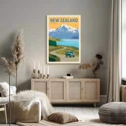 Vintage Travel Poster: Mt. Cook New Zealand Adventure PosterGoat