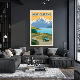 Vintage Travel Poster: Mt. Cook New Zealand Adventure PosterGoat