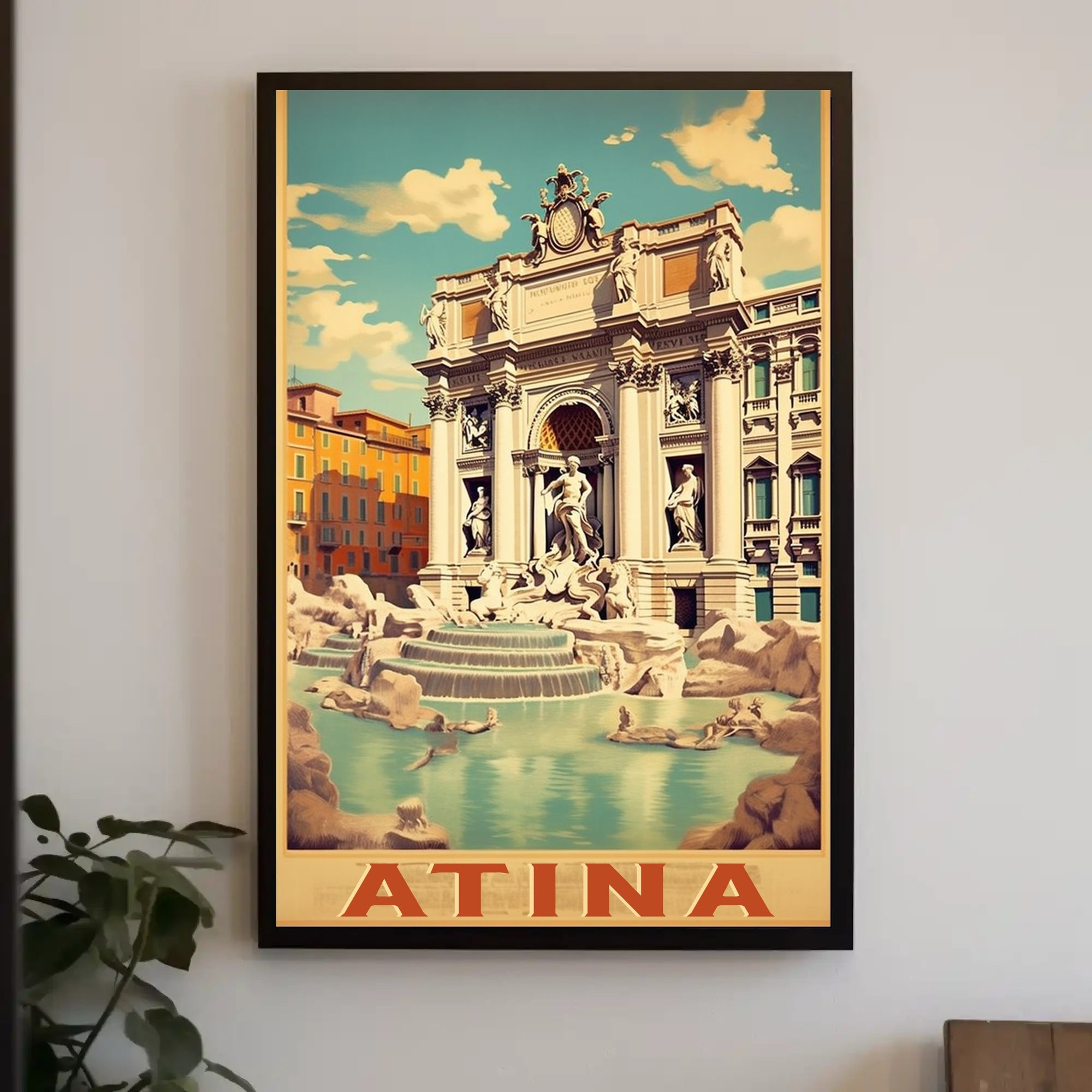 Vintage Trevi Fountain Rome Travel Poster PosterGoat