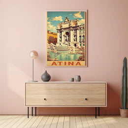 Vintage Trevi Fountain Rome Travel Poster PosterGoat
