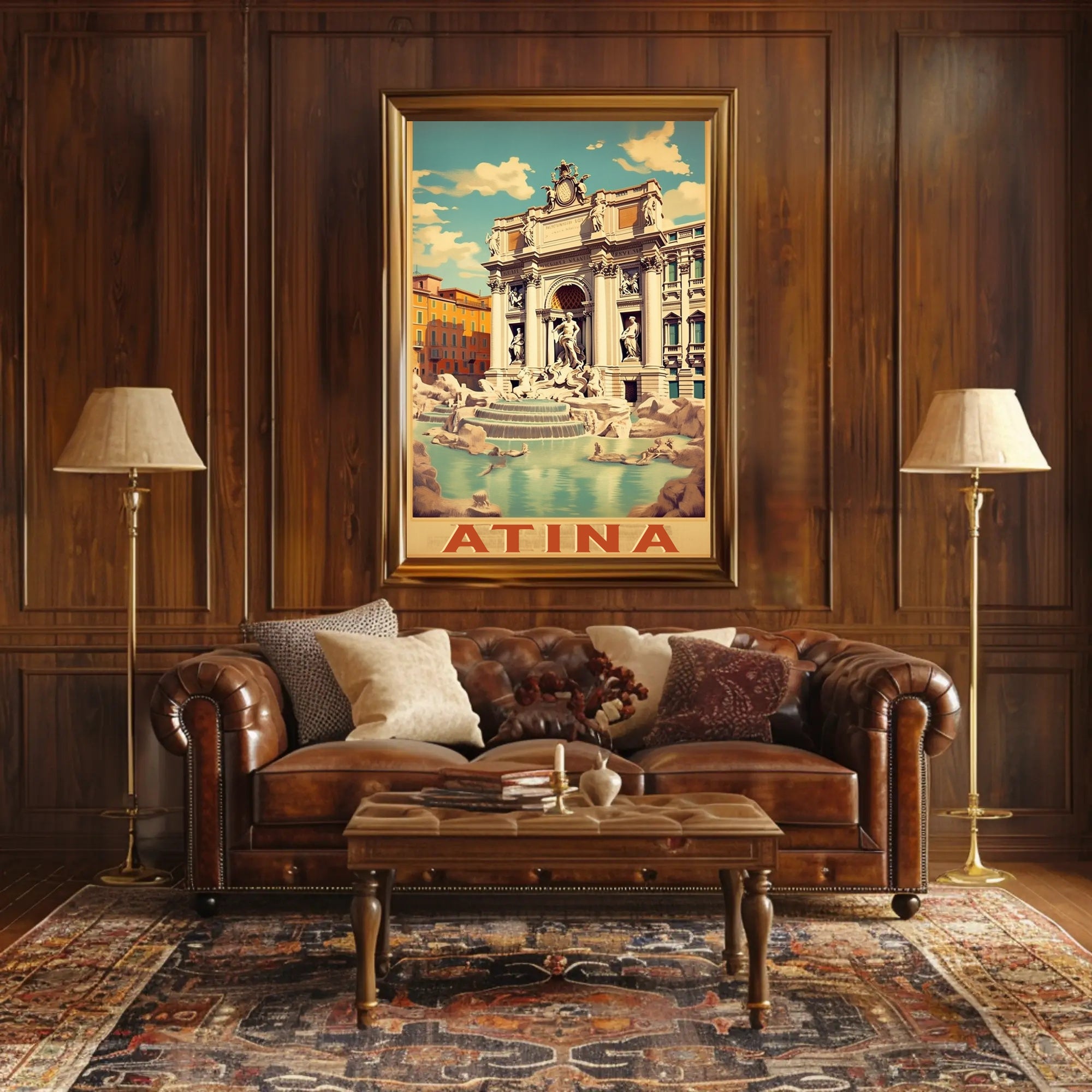Vintage Trevi Fountain Rome Travel Poster PosterGoat