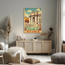 Vintage Trevi Fountain Rome Travel Poster PosterGoat