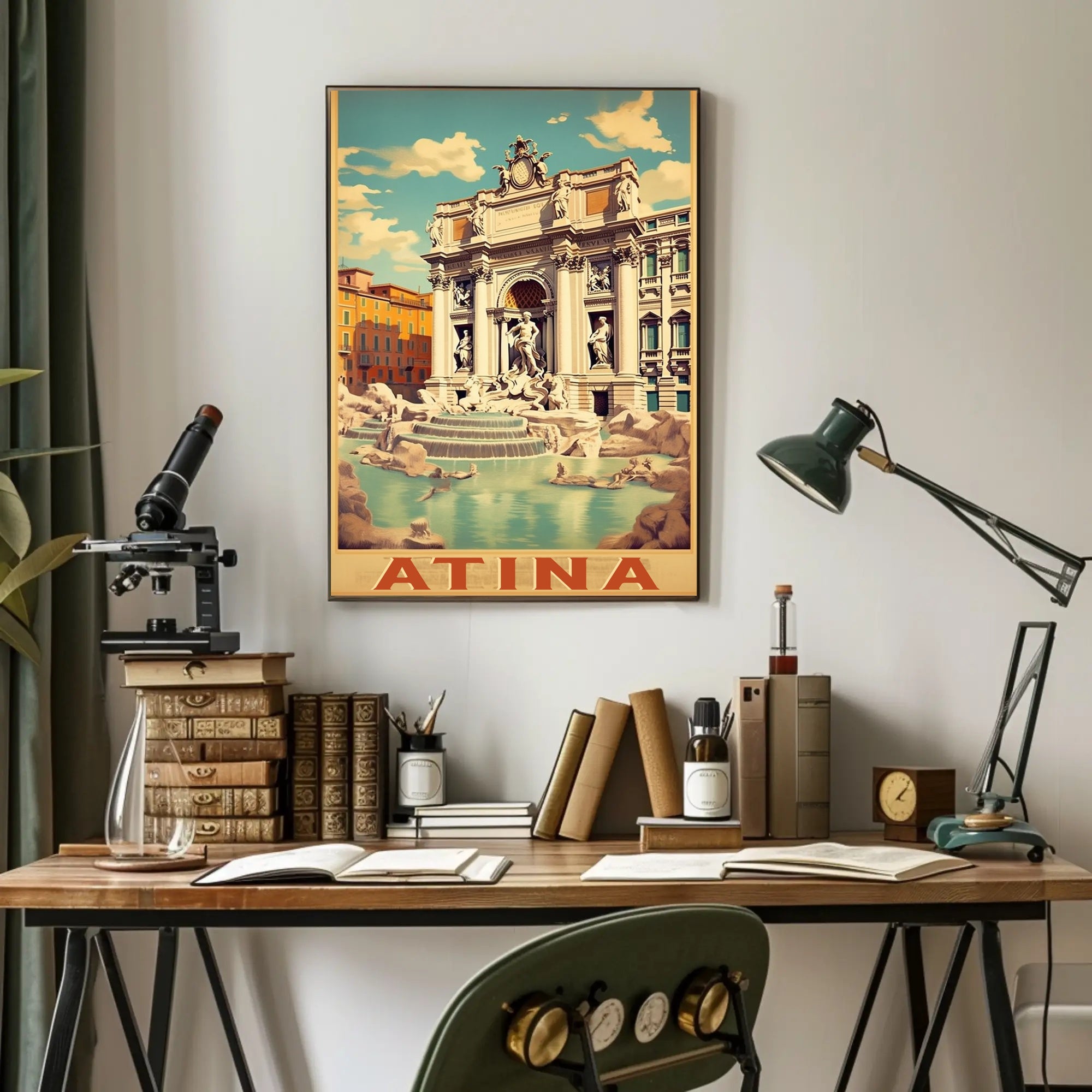 Vintage Trevi Fountain Rome Travel Poster PosterGoat