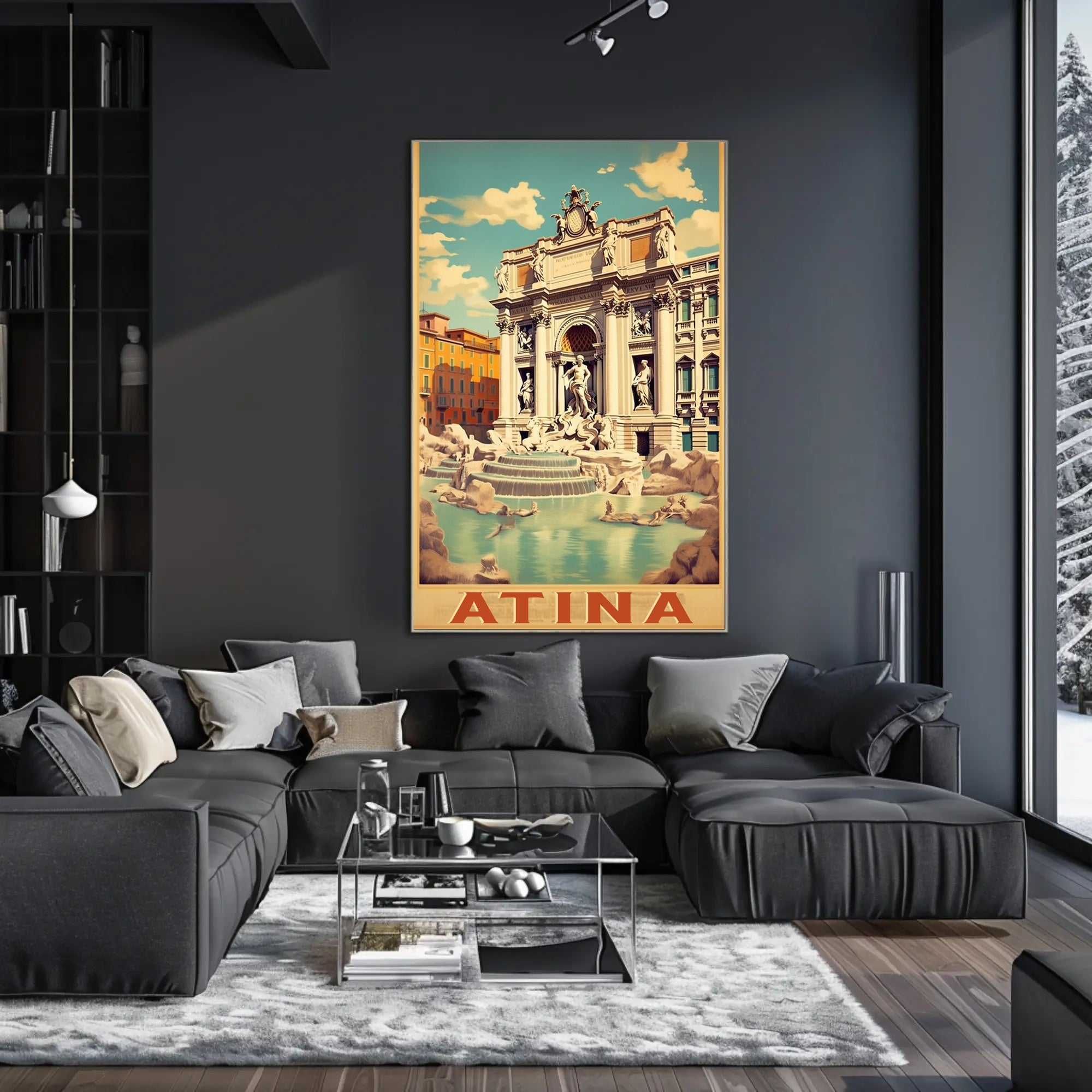 Vintage Trevi Fountain Rome Travel Poster PosterGoat