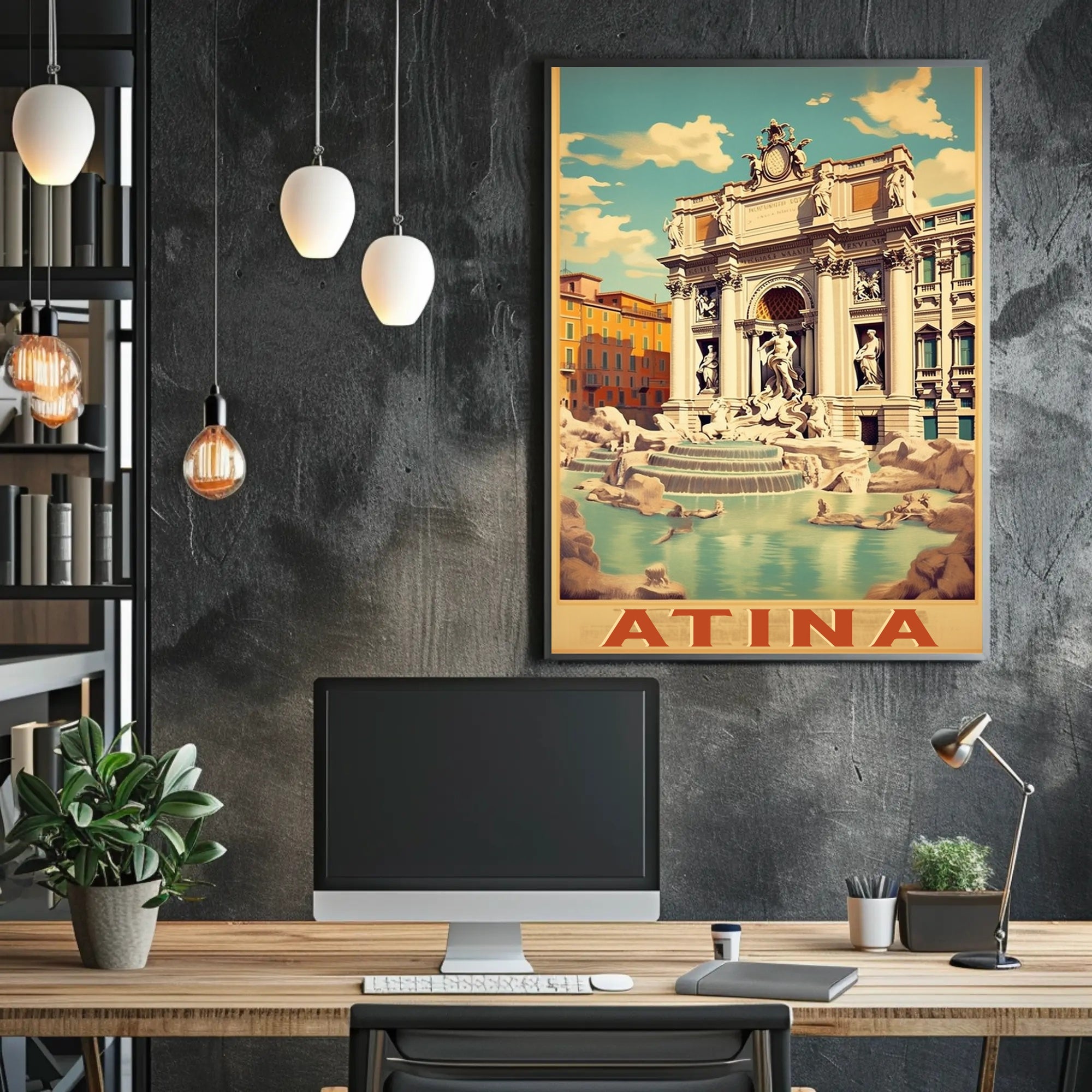 Vintage Trevi Fountain Rome Travel Poster PosterGoat