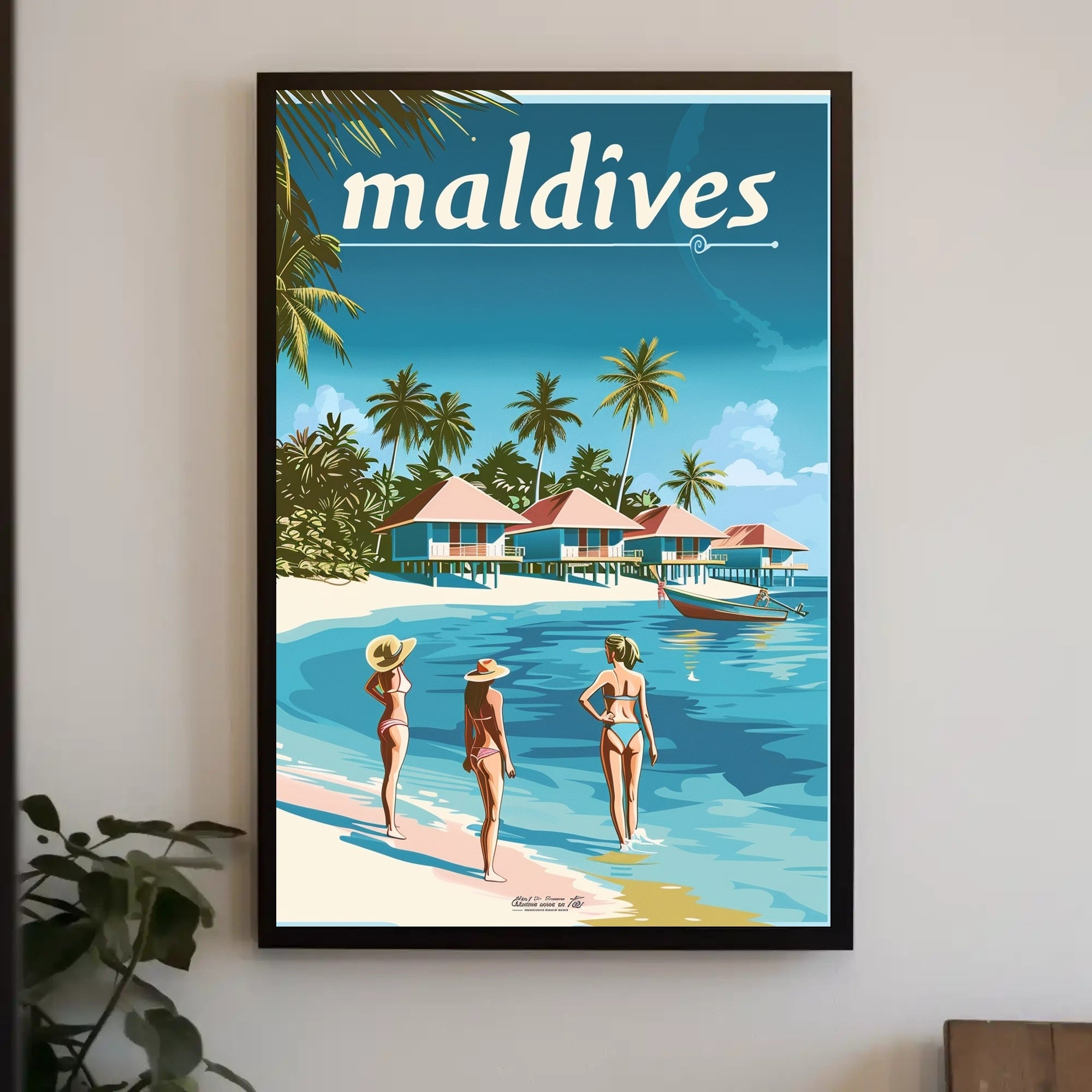 Vintage Tropical Maldives Travel Poster PosterGoat
