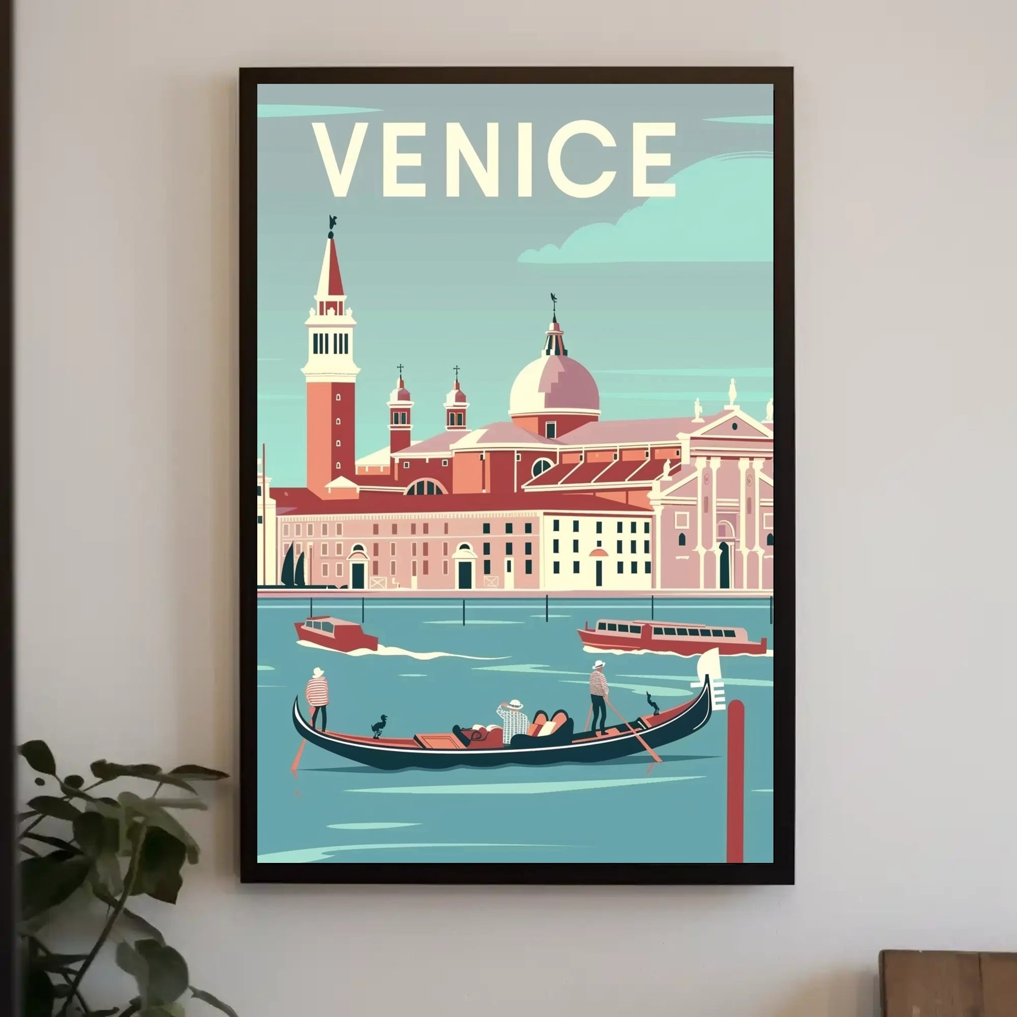 Vintage Venice Gondola Travel Poster PosterGoat