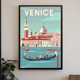 Vintage Venice Gondola Travel Poster PosterGoat