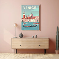 Vintage Venice Gondola Travel Poster PosterGoat