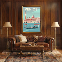 Vintage Venice Gondola Travel Poster PosterGoat