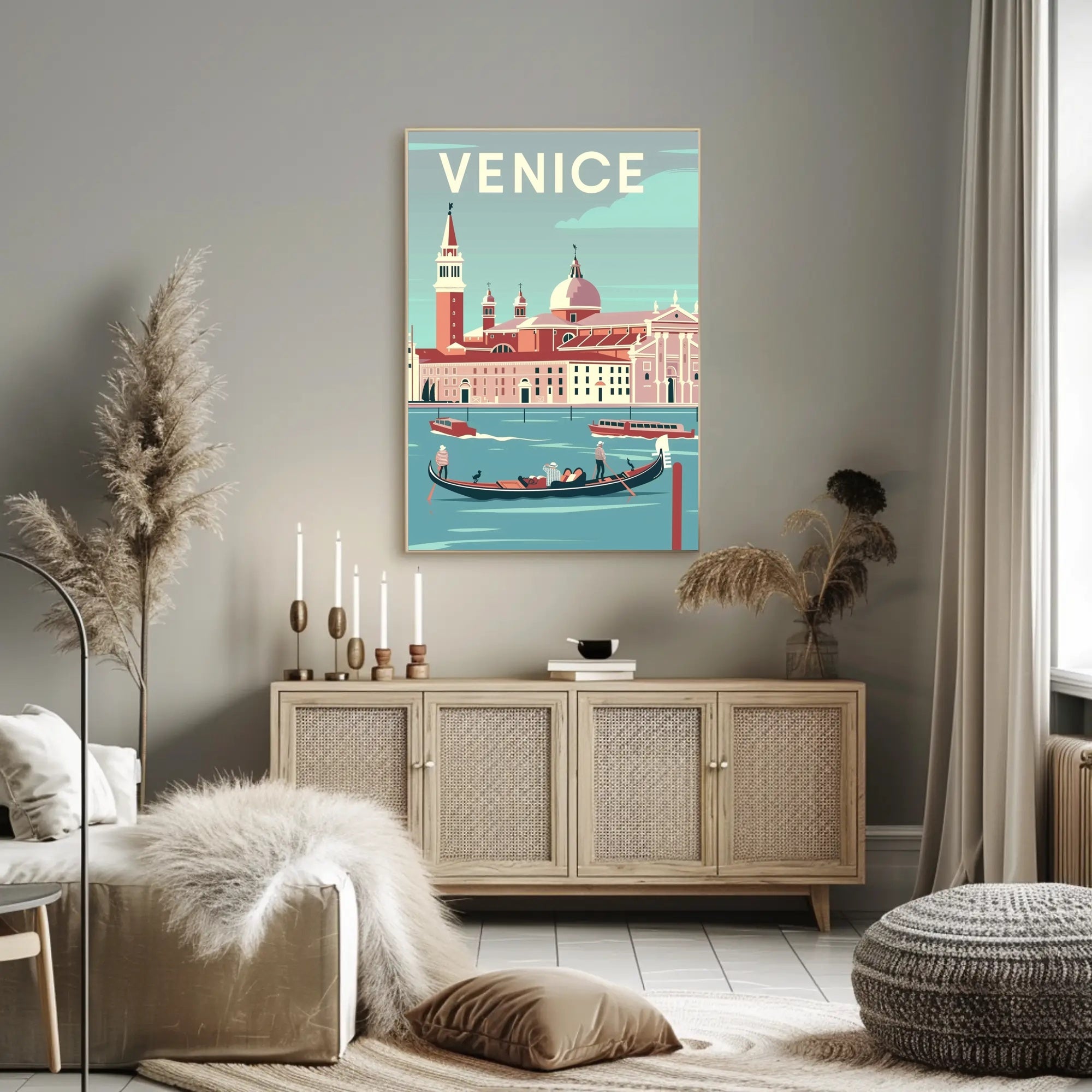 Vintage Venice Gondola Travel Poster PosterGoat