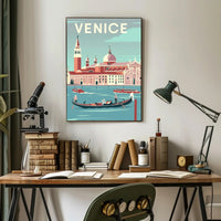 Vintage Venice Gondola Travel Poster PosterGoat