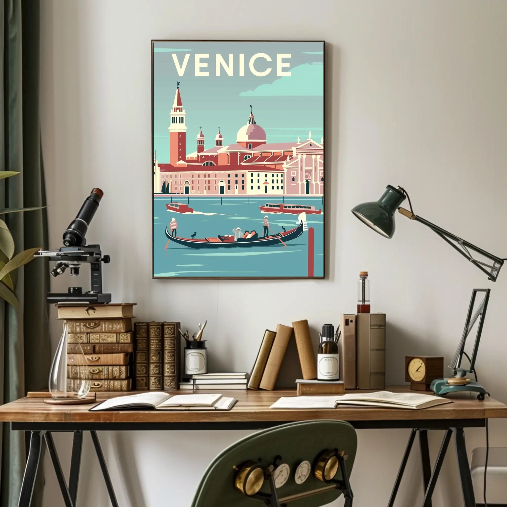 Vintage Venice Gondola Travel Poster PosterGoat